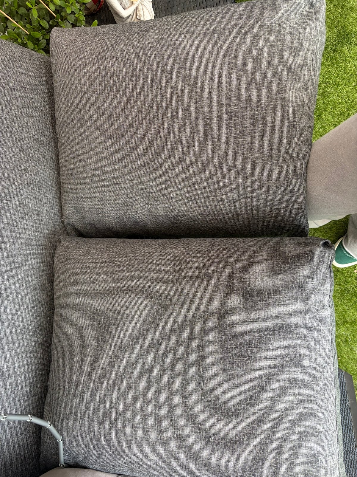 Grijze palletkussens: zitkussen (100x70cm) en rugkussens (45, Ophalen, Gebruikt, Palletkussen, Grijs