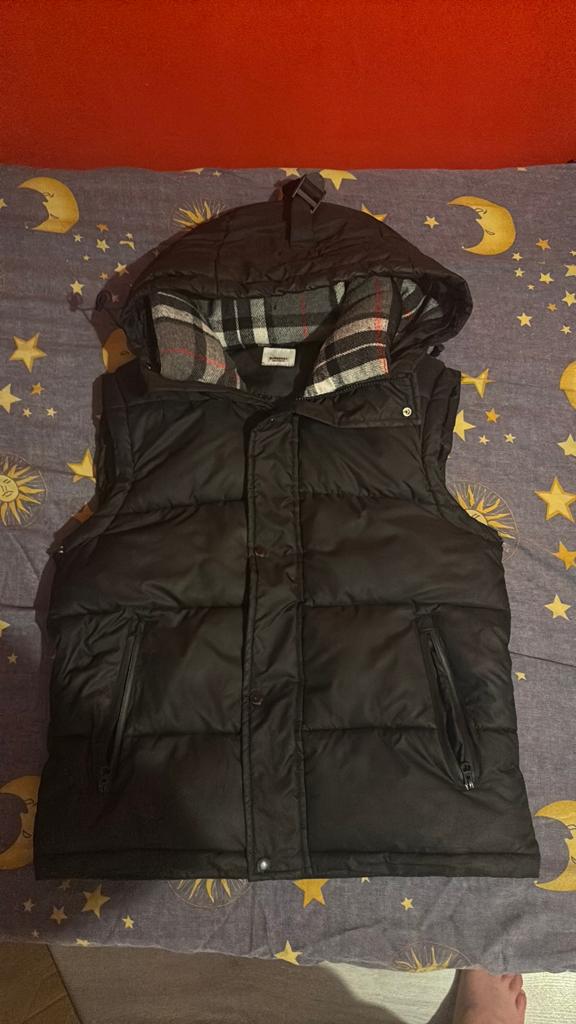 Burberry Bodywarmer Zwart met Geruite Capuchon, Kleding | Heren, Jassen | Winter, Ophalen of Verzenden, Zo goed als nieuw, Maat 48/50 (M)