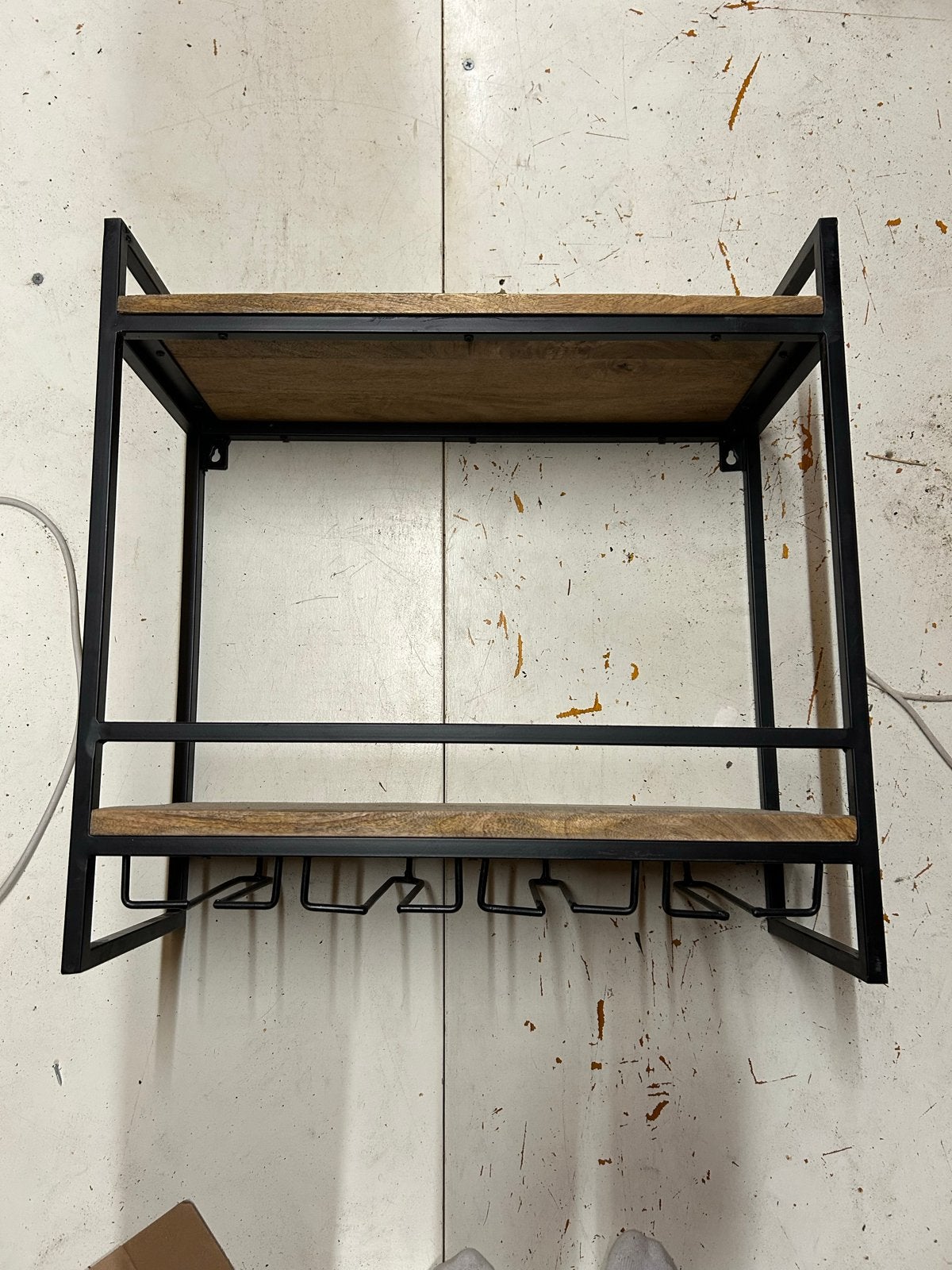 Wijnrek Kyan - zwart/naturel - 60x60x25 cm, Huis en Inrichting, 50 – 75, 5 tot 15 flessen, Ophalen of Verzenden, Zo goed als nieuw