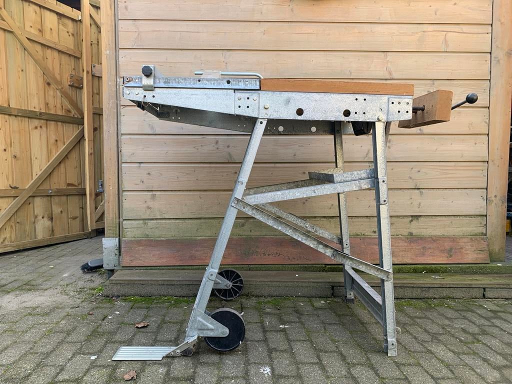 Wolfcraft Werkbank met bankschroef en zaagtafel, Doe-het-zelf en Verbouw, Werkbanken, Ophalen, Gebruikt, 120 tot 170 cm, Bankschroef