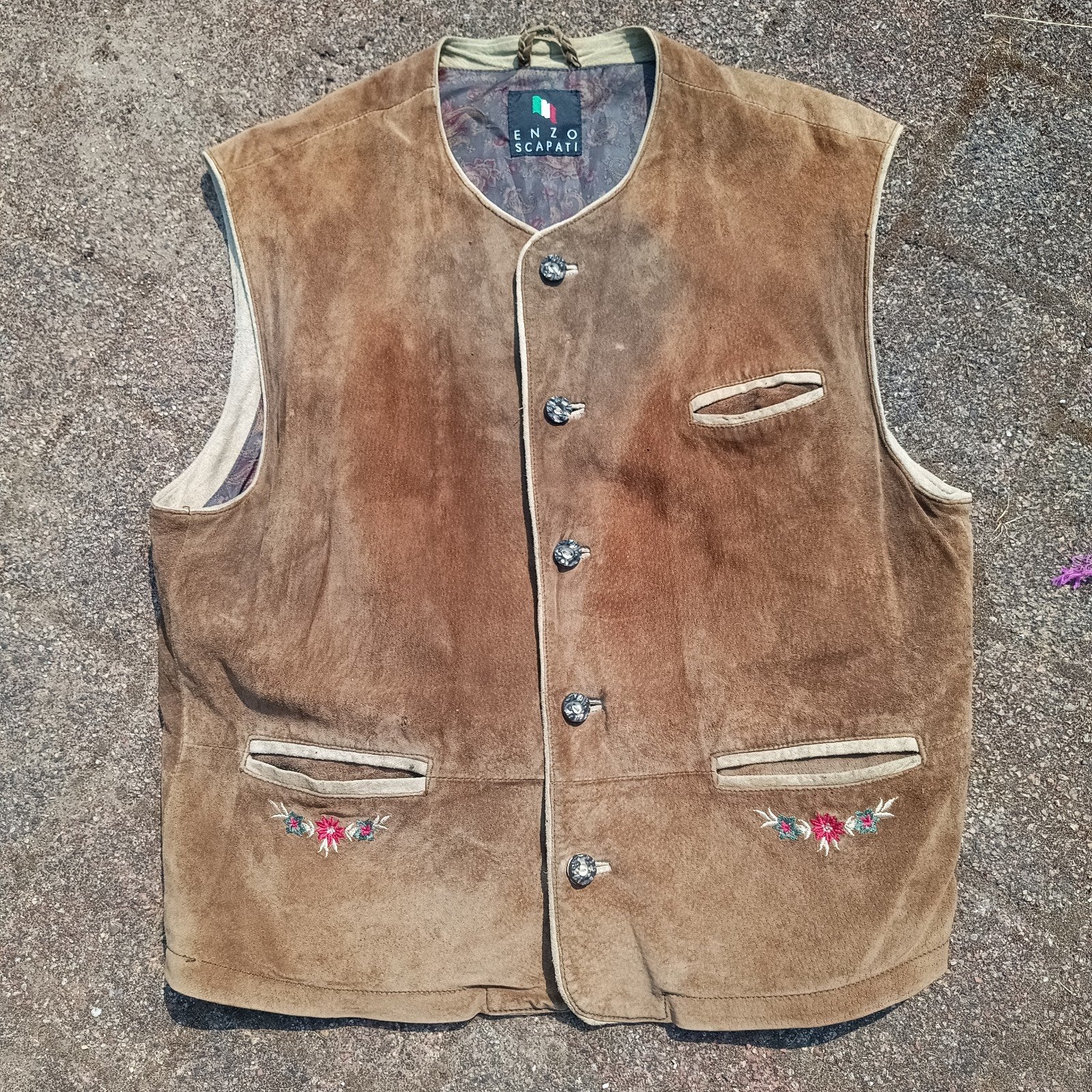 Leren 52 trachten gilet Enzo Scapati  oktoberfest ledehose, Ophalen of Verzenden, Gedragen, Maat 52/54 (L), Kleding