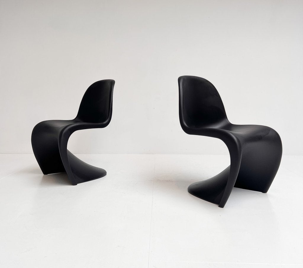 Set van 2 Vitra Verner Panton stoelen, na 2000, Vitra, Kunststof, Gebruikt, Zwart