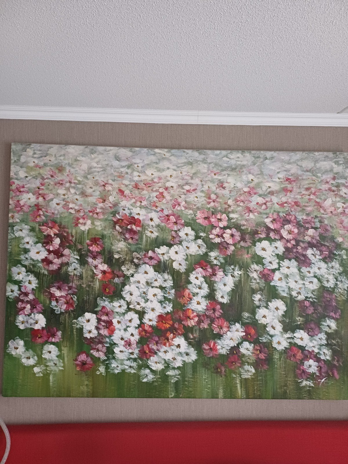 Groot Olieverfschilderij: Levendig Bloemenveld (1.60x1.20m), Ophalen of Verzenden