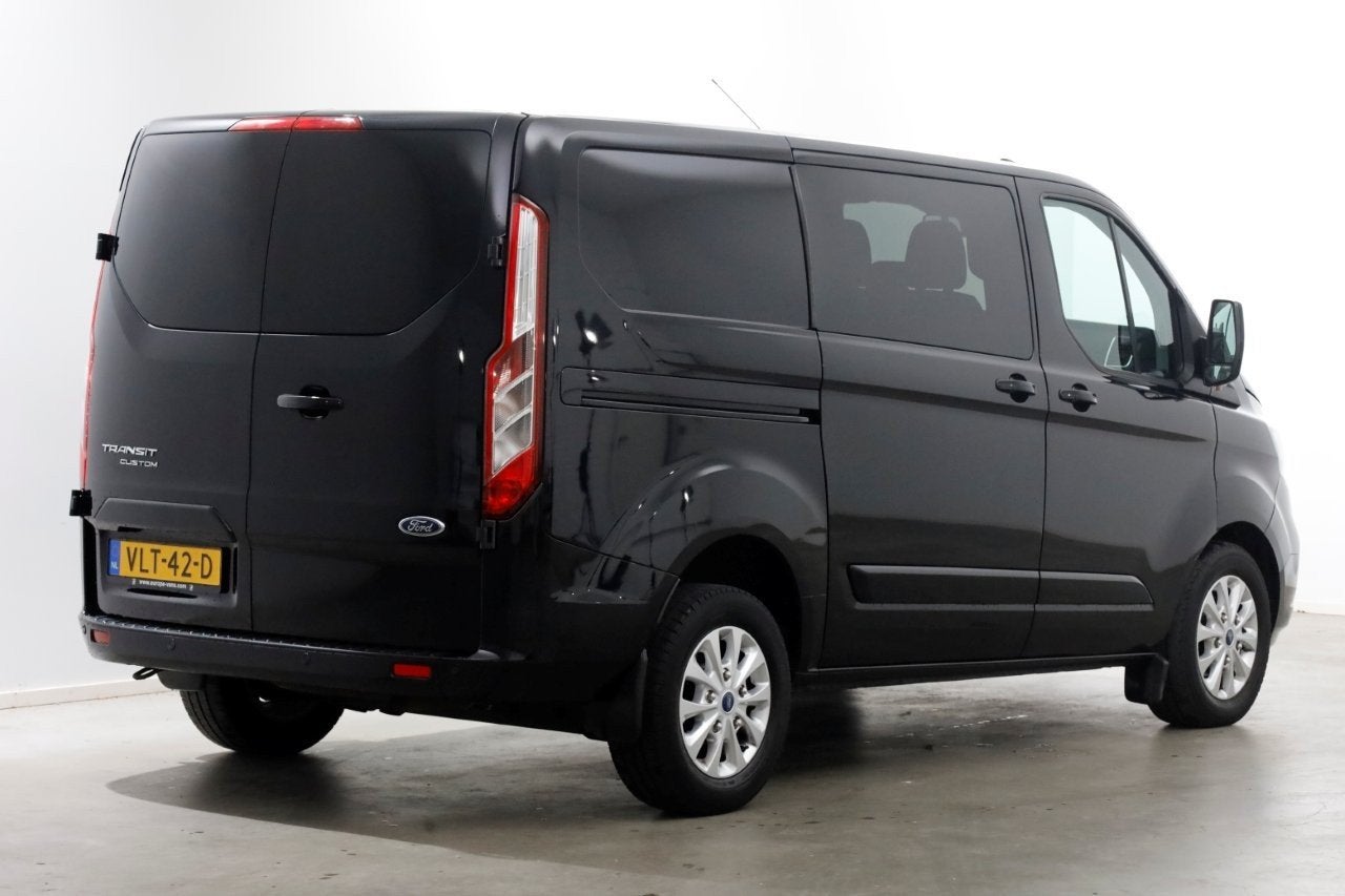 Ford Transit Custom 2.0 TDCI 130pk L1H1 Automaat D.C. Limite, Auto's, Euro 6, 4 cilinders, Zwart, Diesel