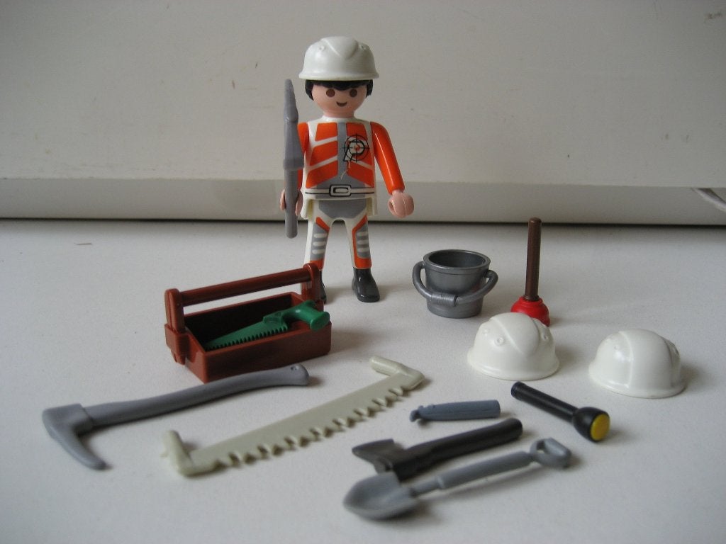 playmobil bouwvakker met gereedschap, Ophalen of Verzenden, Zo goed als nieuw