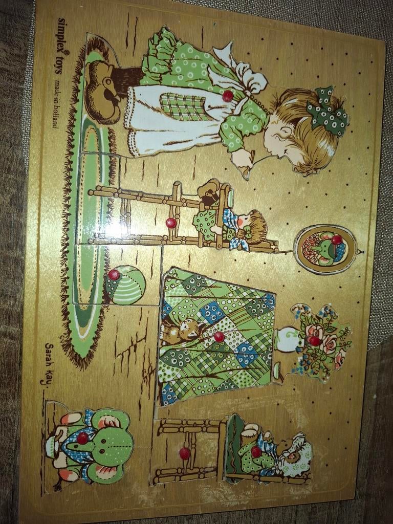 Vintage Sarah Kay Houten Puzzel Simplex Toys Holland, Kinderen en Baby's, Speelgoed | Kinderpuzzels, Gebruikt, 4 tot 6 jaar, Minder dan 10 stukjes