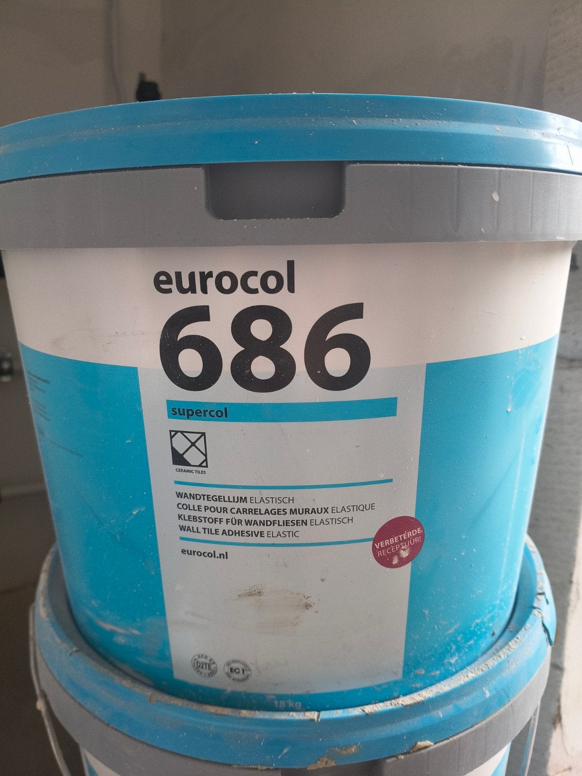 Eurocol 686 Supercol Wandtegellijm Elastisch - 18 kg, Doe-het-zelf en Verbouw, Ophalen, Overige materialen, Wandtegels, Nieuw