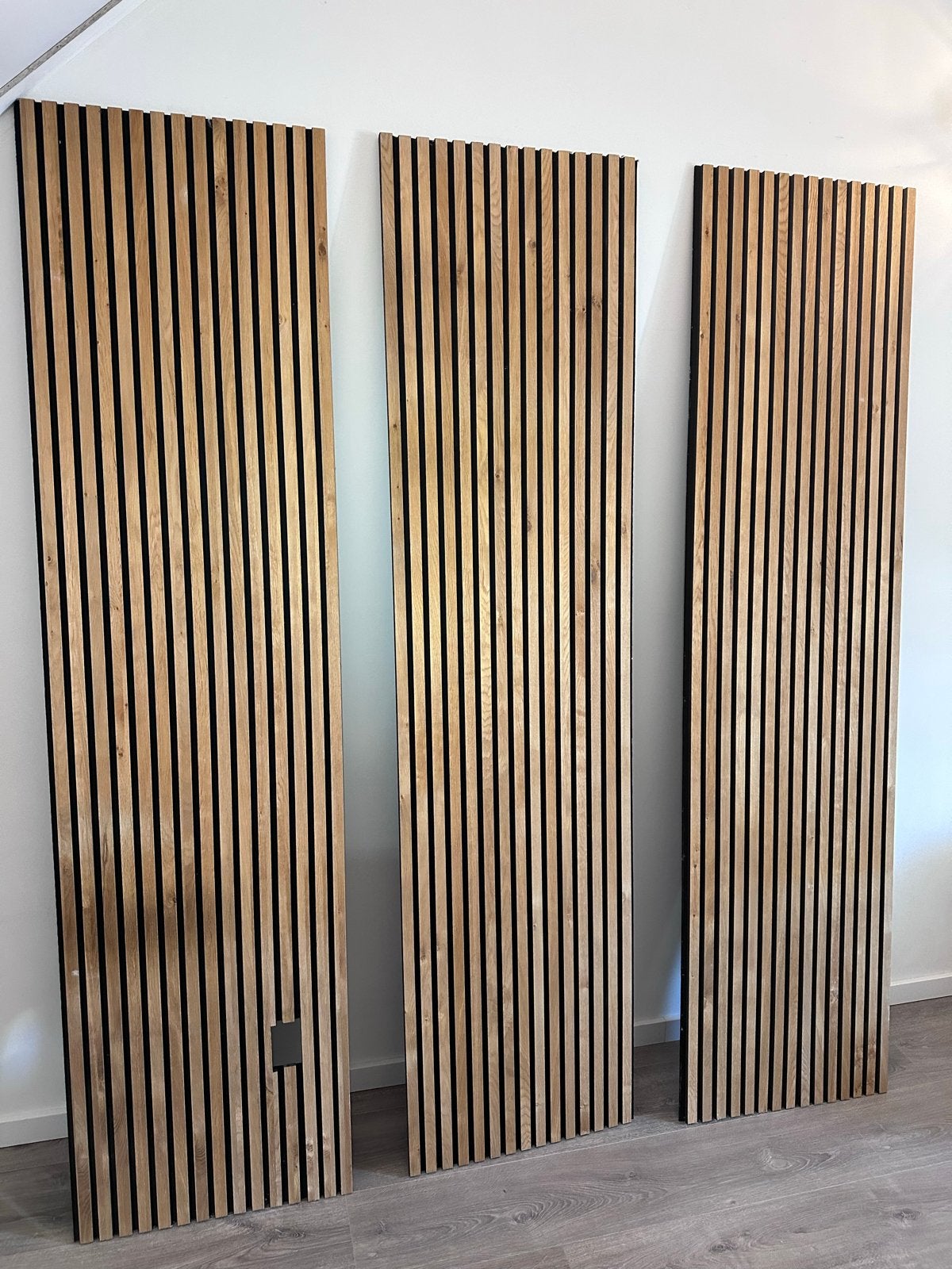 WoodUpp akoestische panelen (3x) 235x60cm - Goede staat, Gebruikt, Hout, Wandbord of Wandpaneel, Ophalen