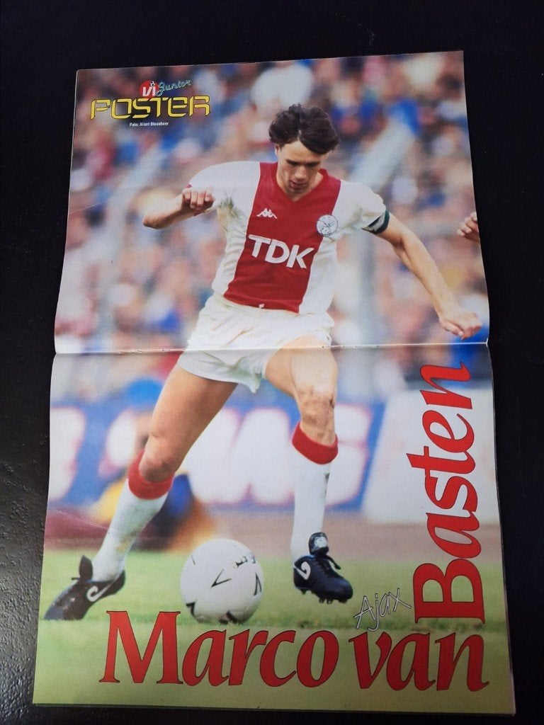 Oude poster Marco van Basten - Ajax - TDK, Ophalen of Verzenden, Zo goed als nieuw, Ajax, Poster, Plaatje of Sticker