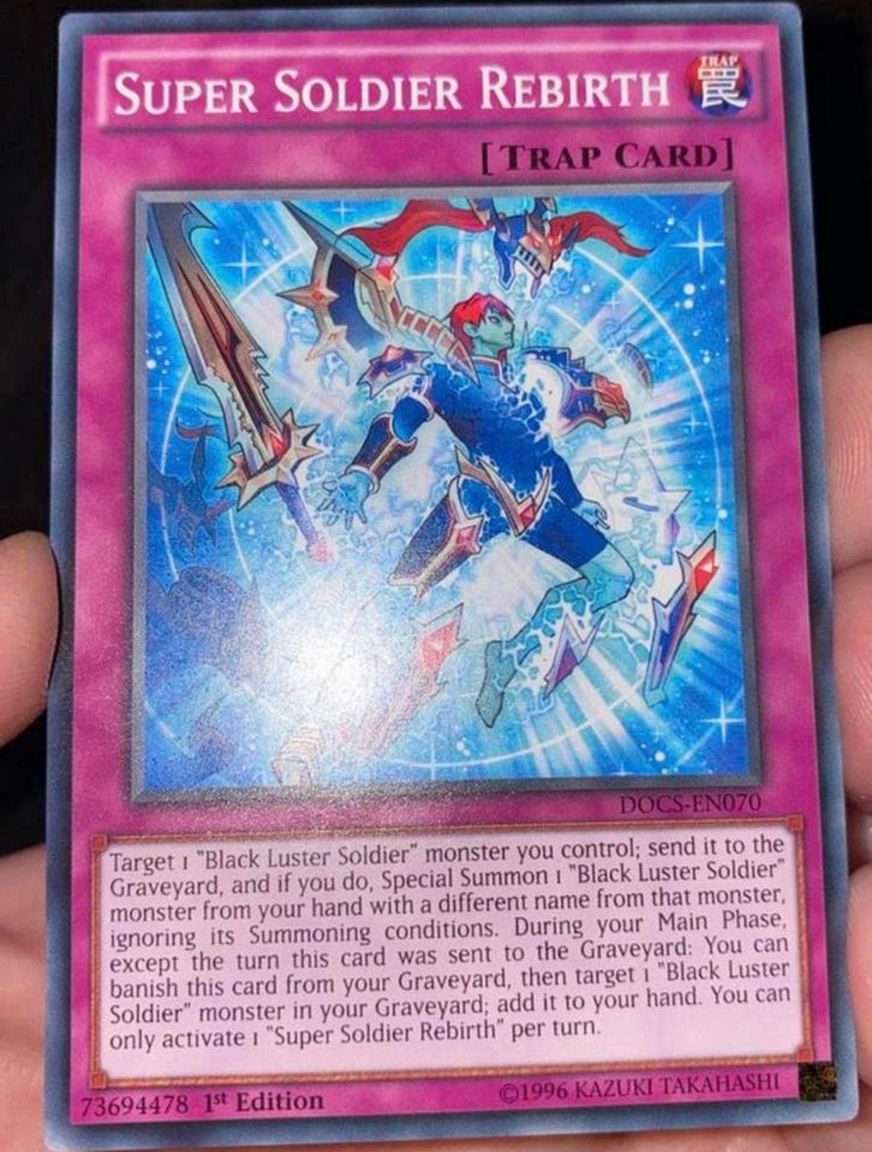 Yu-Gi-Oh! Super Soldier Rebirth DOCS 1st Edition !, Ophalen of Verzenden, Gebruikt, Losse kaart