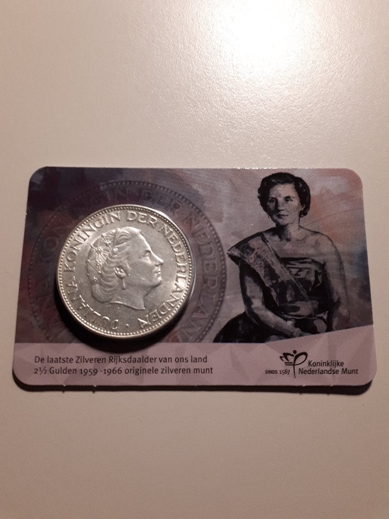 Historische coincard KNM: Juliana Rijksdaalder 1966 (CIRC), Verzenden, Koningin Juliana, Overige waardes, Zilver