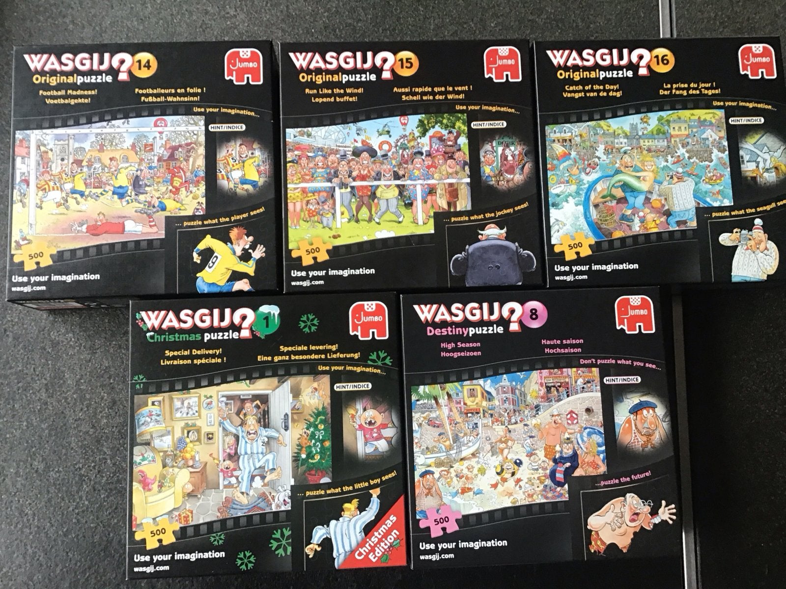 5 Wasgij Legpuzzels - Origineel, Kerst & Destiny,, Ophalen, Minder dan 500 stukjes, Gebruikt, Legpuzzel