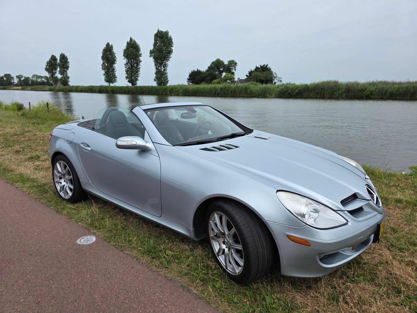 Mercedes SLK 350 bj 2006 117.660 km HS airscarf, Auto's, Achterwielaandrijving, Zwart, Cabriolet, Blauw