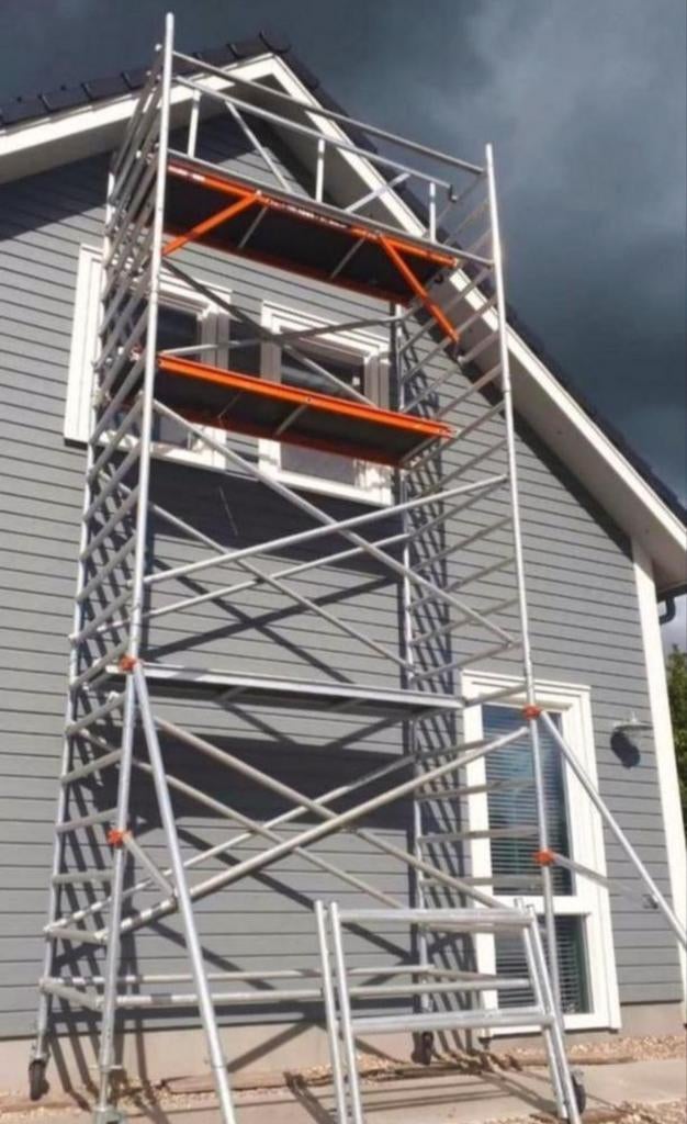 Rolsteiger huren? Werkhoogte 6.2m 8.2m steiger schilder, Ophalen of Verzenden, Gebruikt, Rolsteiger of Kamersteiger, 5 meter of hoger