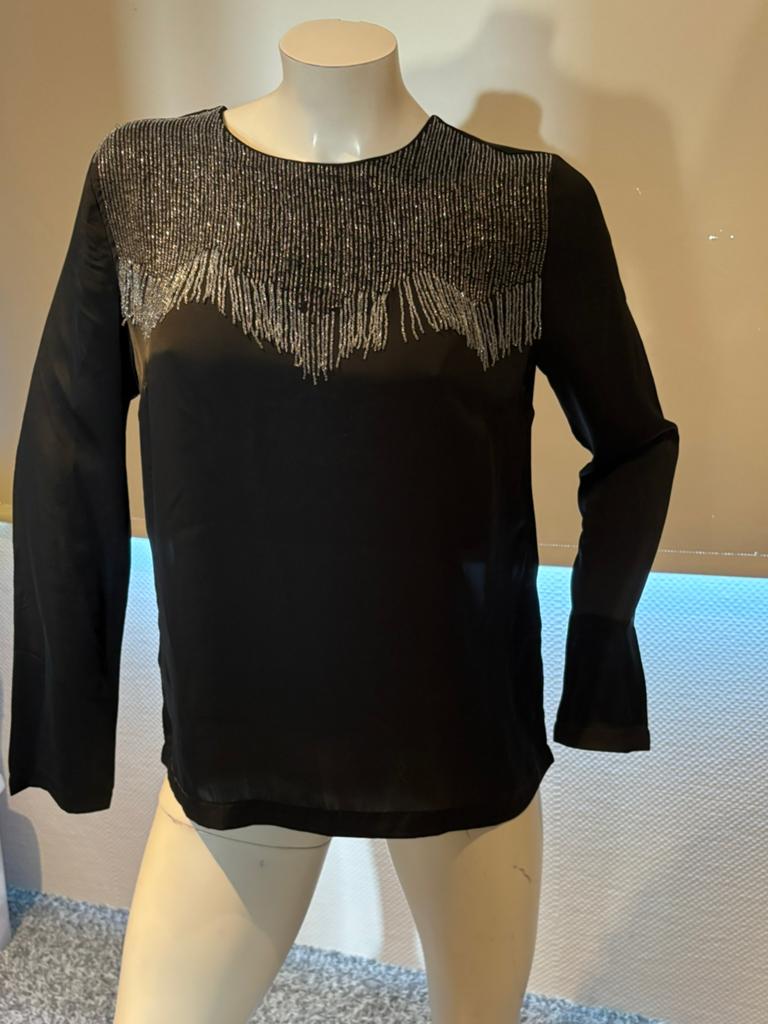 Sandro blouse maat 2. M. Met kralen, Ophalen of Verzenden, Zo goed als nieuw, Maat 38/40 (M), Zwart