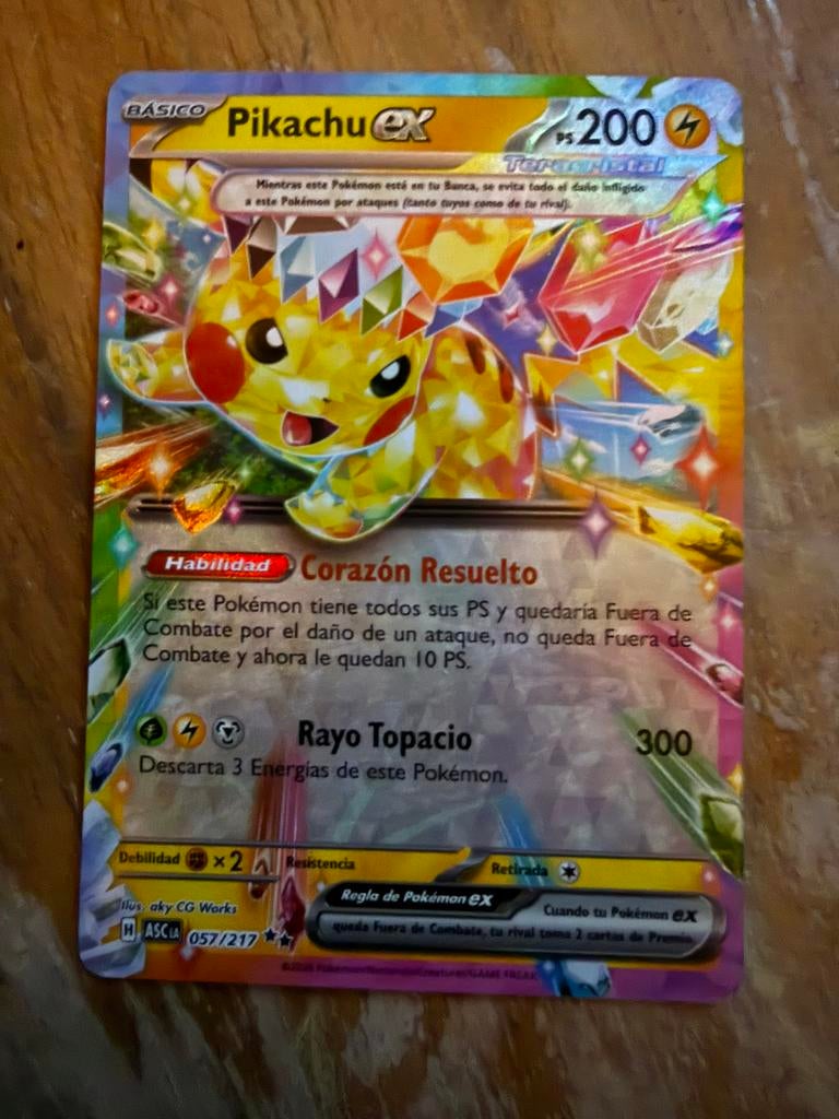 Pikachu EX Teracristal Pokémon Kaart - Spaans, Ophalen of Verzenden, Zo goed als nieuw, Losse kaart, Foil