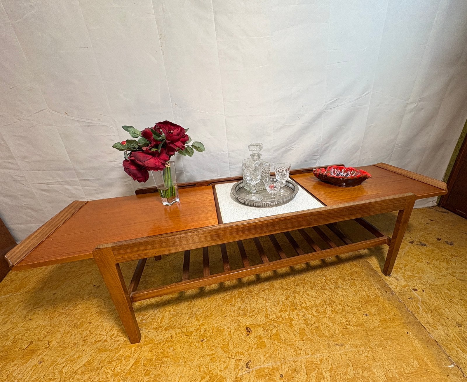 Gratis bezorging!MidCenturyVintageRetroTeakSalontafel1960, Huis en Inrichting, Minder dan 50 cm, Remploy, 100 tot 150 cm, Teakhout
