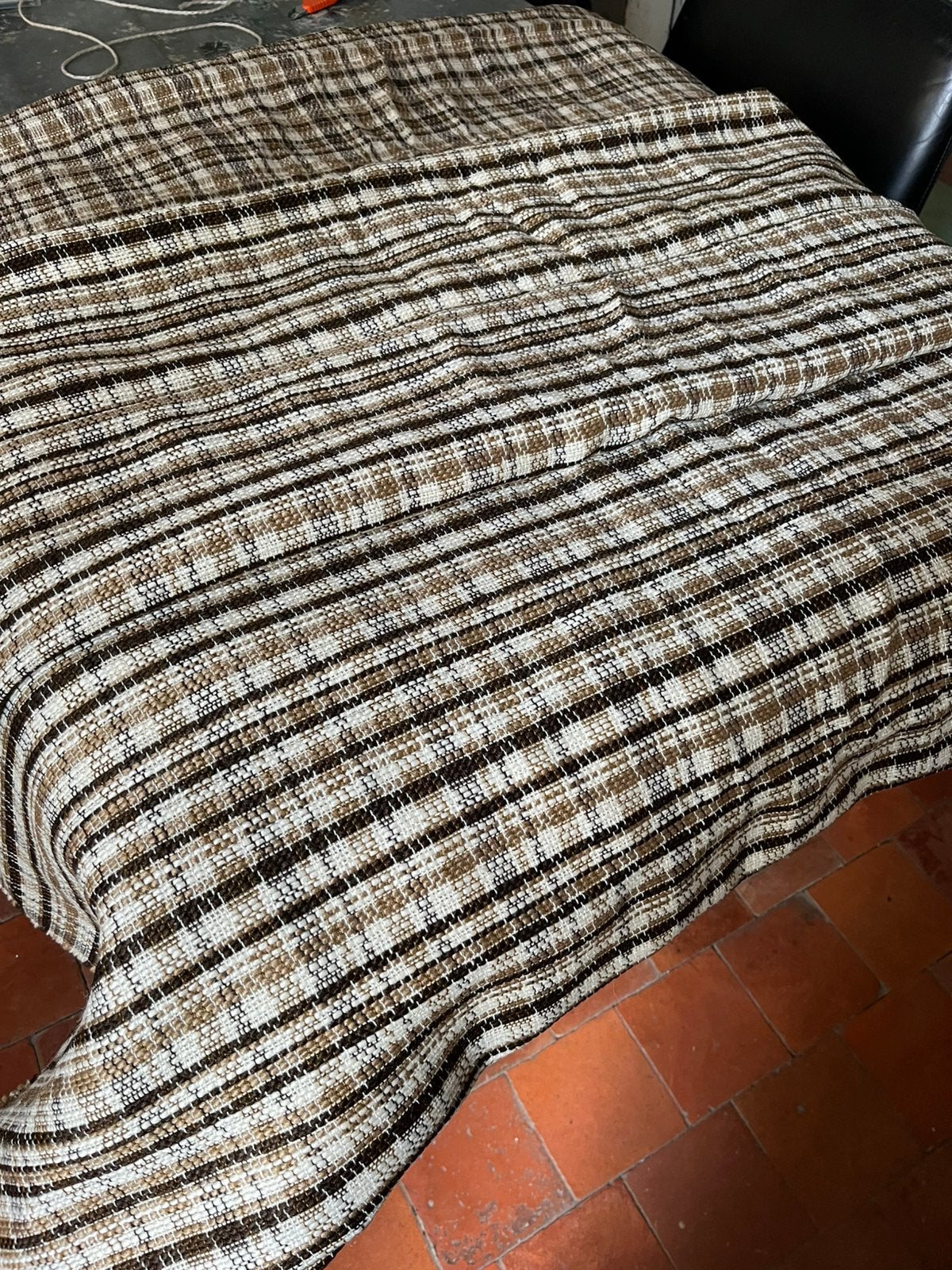 ORIGINEEL VINTAGE STOF COUPON DOEK 9,6 M BEKLEDING, 120 cm of meer, Beige, Ophalen of Verzenden, Zo goed als nieuw