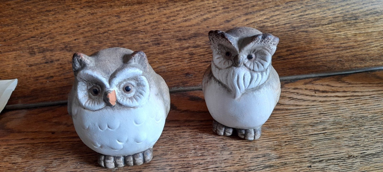 Vogeltje en 2 uiltjes - Decoratieve beeldjes, Verzamelen, Ophalen of Verzenden, Gebruikt, Vogel, Beeldje of Figuurtje