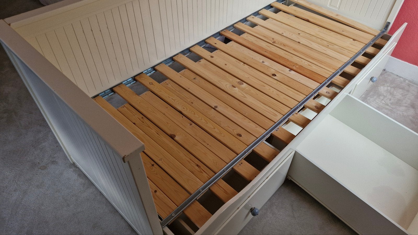 Ikea hemnes bedbank met matras en topper, Ophalen, Gebruikt, Wit, Tweepersoons