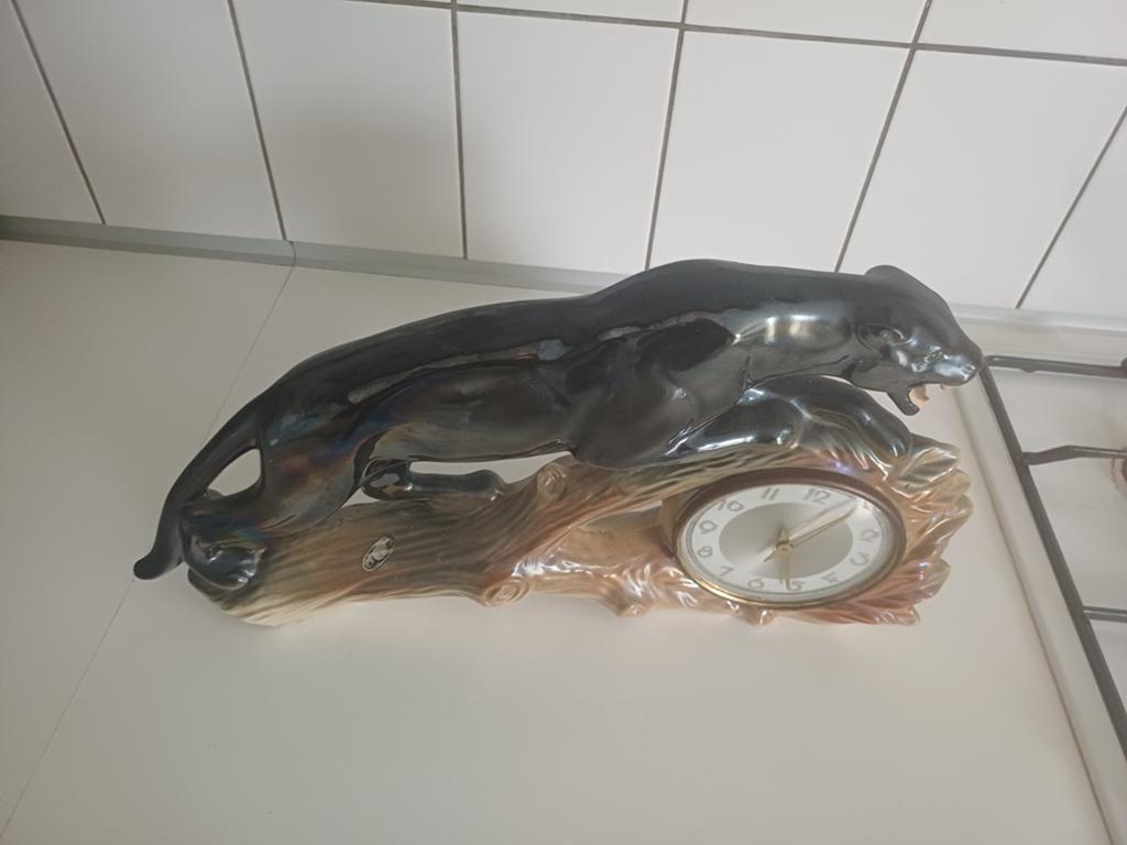 Jema panter beeld klok 45 centimer, Antiek en Kunst, Ophalen