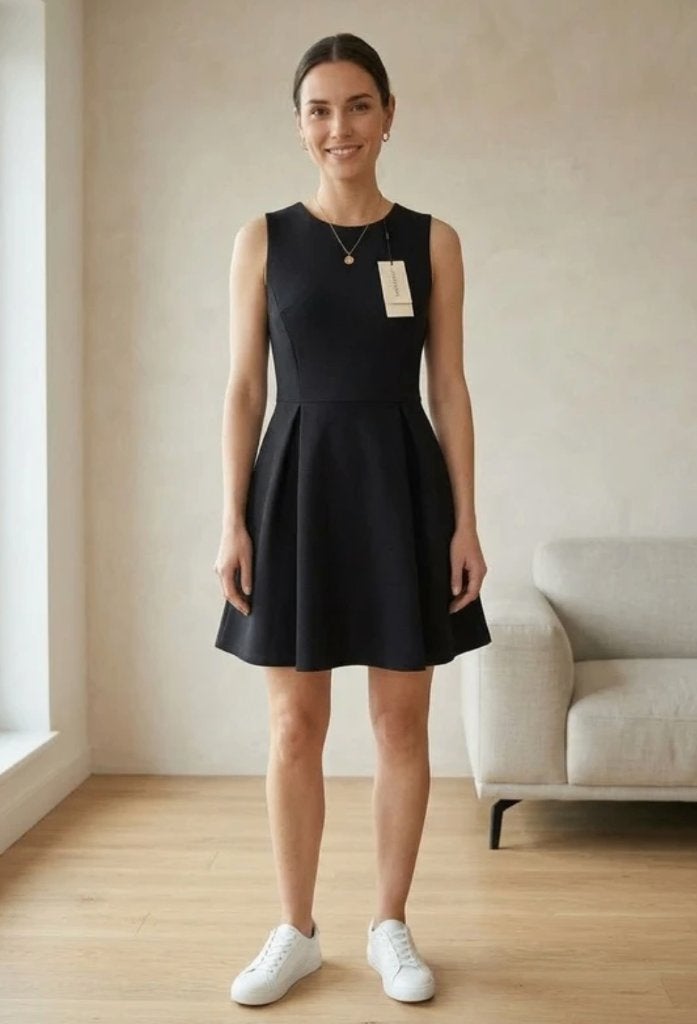 Nieuwe zwarte damesjurk Voyelles maat L – model JW020, Kleding | Dames, Zwart, Maat 42/44 (L), Nieuw, Ophalen of Verzenden