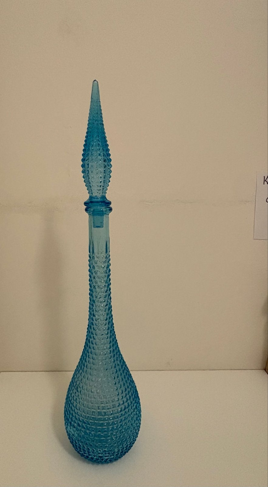 Vintage Empoli Karaf Blauw met Puntige Stop Jaren '60, Antiek en Kunst, Ophalen of Verzenden