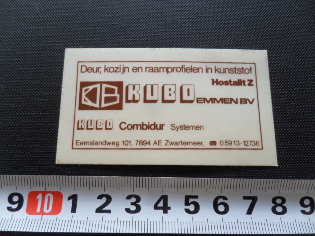 sticker Zwartemeer  KUBO Emmen bv  Eemslandweg 101, Verzamelen, Stickers, Ophalen, Zo goed als nieuw