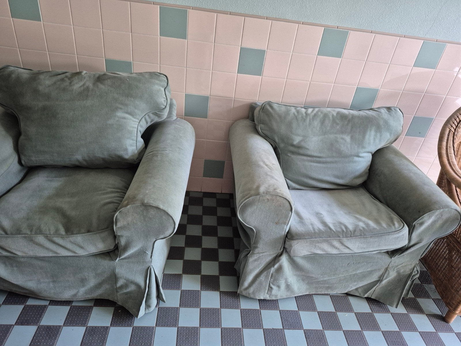 Ektorp fauteuils en rieten stoel, Ophalen of Verzenden, Zo goed als nieuw, 75 tot 100 cm