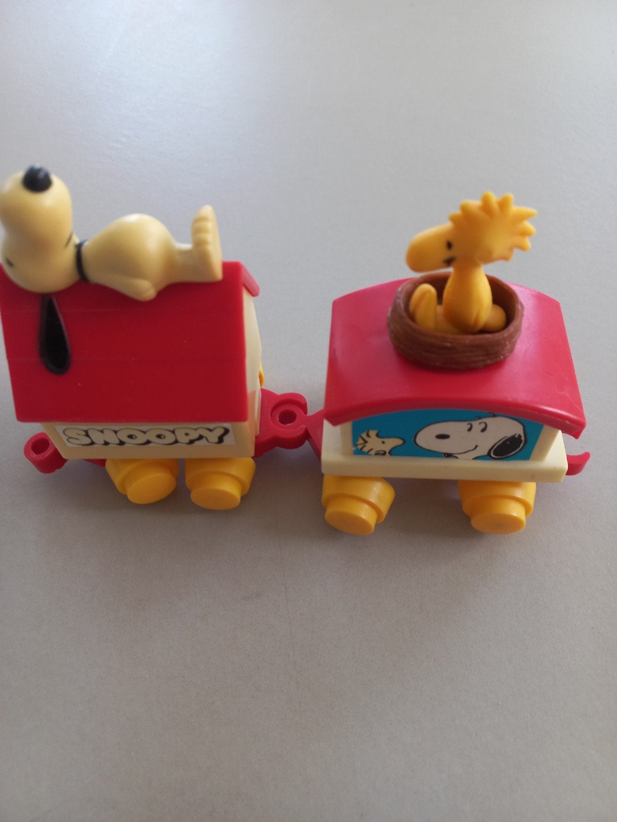 Vintage Snoopy trein met Woodstock., Verzamelen, Ophalen, Mickey Mouse, Gebruikt, Beeldje of Figuurtje