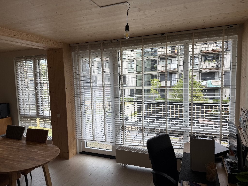 Witte houten jaloezieën, Ophalen, Jaloezie, 200 cm, Gebruikt