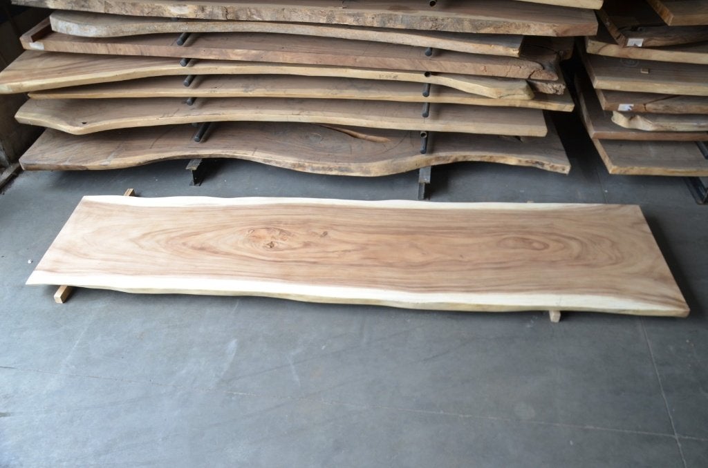 Boomstamtafel 400 cm suar -BT 246- 4 meter boomstamtafel, Overige houtsoorten, 100 tot 150 cm, Ophalen of Verzenden, Vijf personen of meer