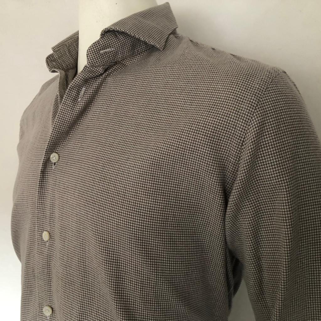 Artu Napoli shirt - overhemd heren - soft beige cotton, Verzenden, Zo goed als nieuw, Beige, Halswijdte 43/44 (XL)