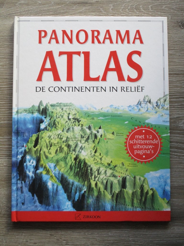 Panorama atlas de continenten in reliëf, Gelezen, Ophalen of Verzenden, Landkaart, 1800 tot 2000