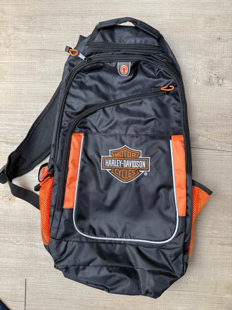Harley Davidson Rugzak - Zwart/Oranje, Gebruikt, 25 tot 40 cm, Ophalen, Overige merken