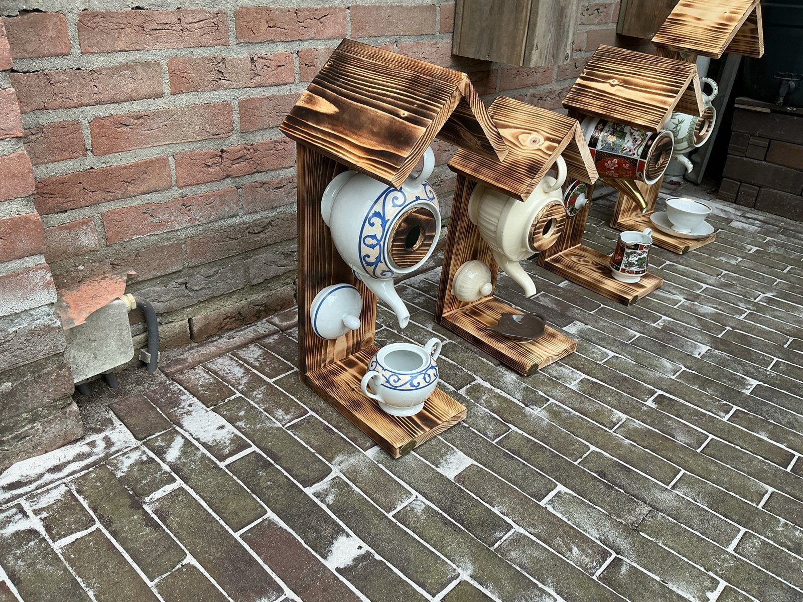 Handgemaakte Vogelhuisjes - Mussenflat - diverse varianten, Tuin en Terras, Ophalen of Verzenden, Zo goed als nieuw