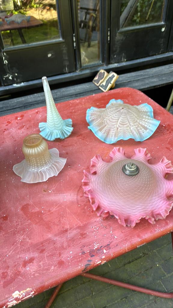 Retro tafellampjes glas, Antiek en Kunst, Ophalen of Verzenden
