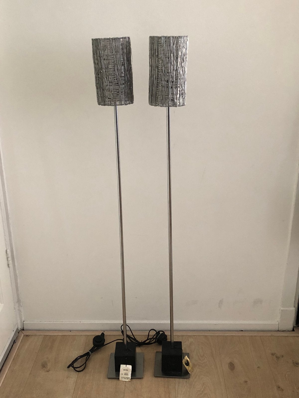 Design Vloerlampen Chrome 2x, Ophalen, Gebruikt, 100 tot 150 cm, E14 (klein)