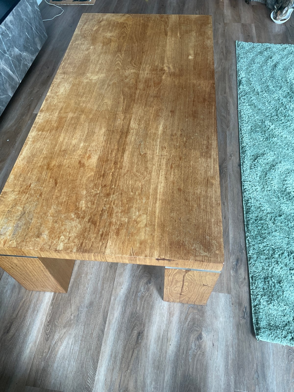 Robuuste houten salontafel - Gebruikt, Ophalen, Gebruikt, 100 tot 150 cm, 50 tot 100 cm
