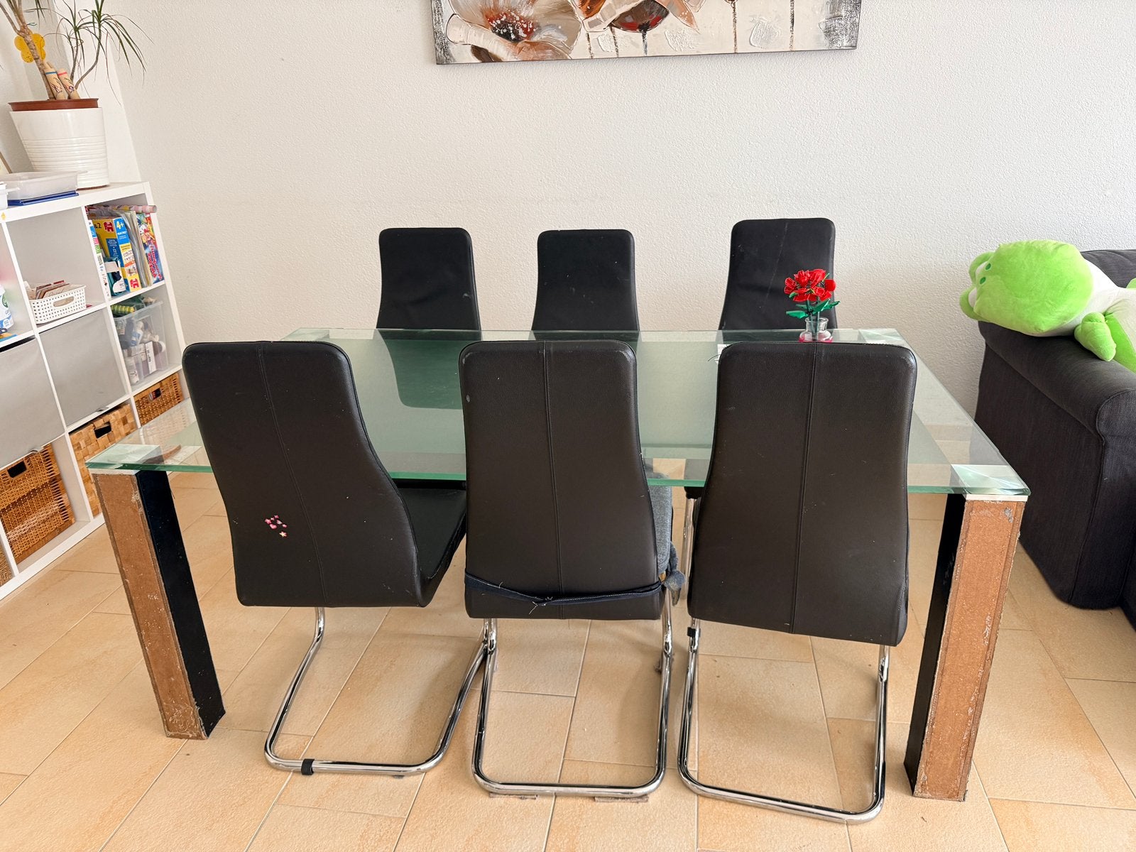 Effezete eettafel met 6 stoelen, Huis en Inrichting, Ophalen, Zo goed als nieuw, 4 tot 6 stoelen