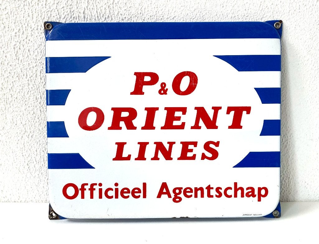 P&O Orient Lines Agentschap | Emaille bord van Langcat, Reclamebord, Gebruikt, ., P&O Lines