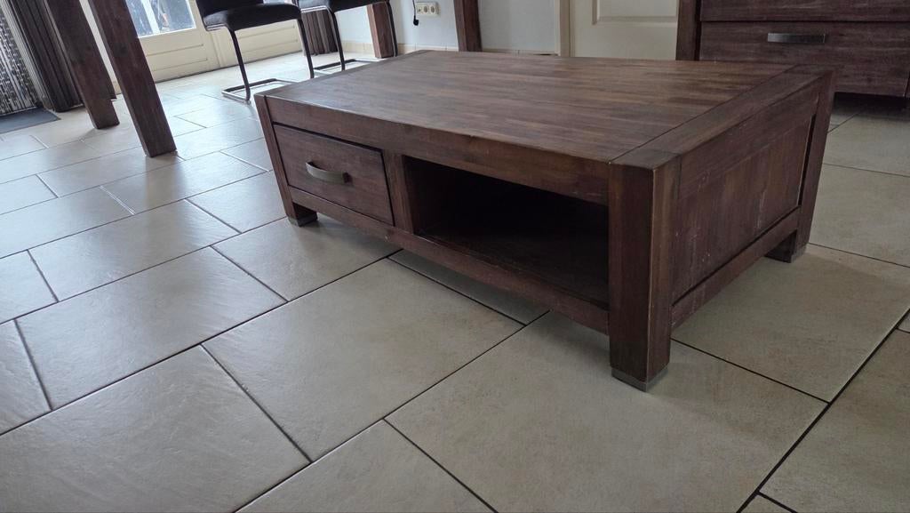 Salontafel van Acacia hout, Huis en Inrichting, Tafels | Salontafels, Ophalen, 100 tot 150 cm, 50 tot 100 cm, Minder dan 50 cm