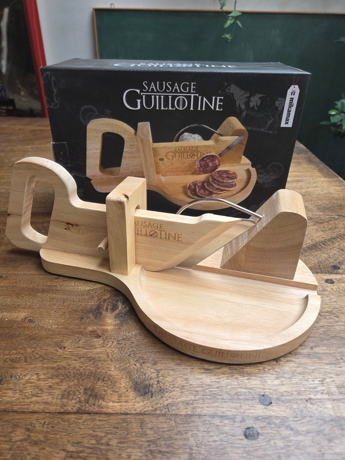 Saucisse Guillotine worstsnijder, Hout, Nieuw, Ophalen of Verzenden, Snijmachine