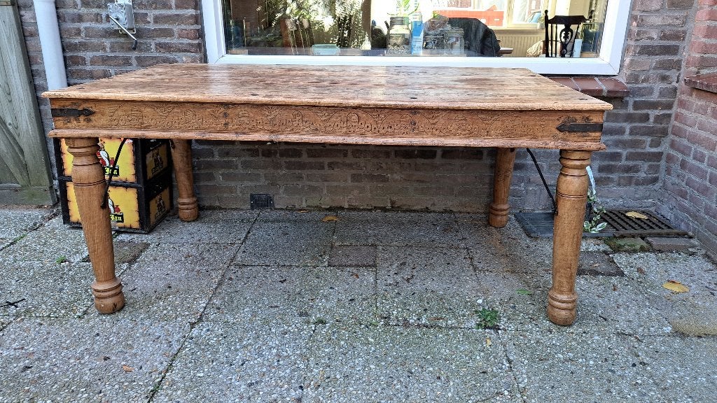 Houten eettafel, Gebruikt, Eikenhout, 50 tot 100 cm, Vijf personen of meer