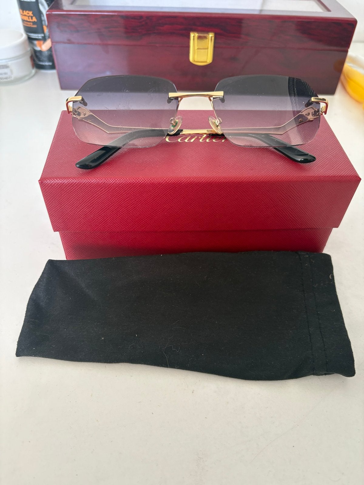 Cartier Panthere zonnebril - Diamond cut, Zonnebril, Zwart, Nieuw, Ophalen