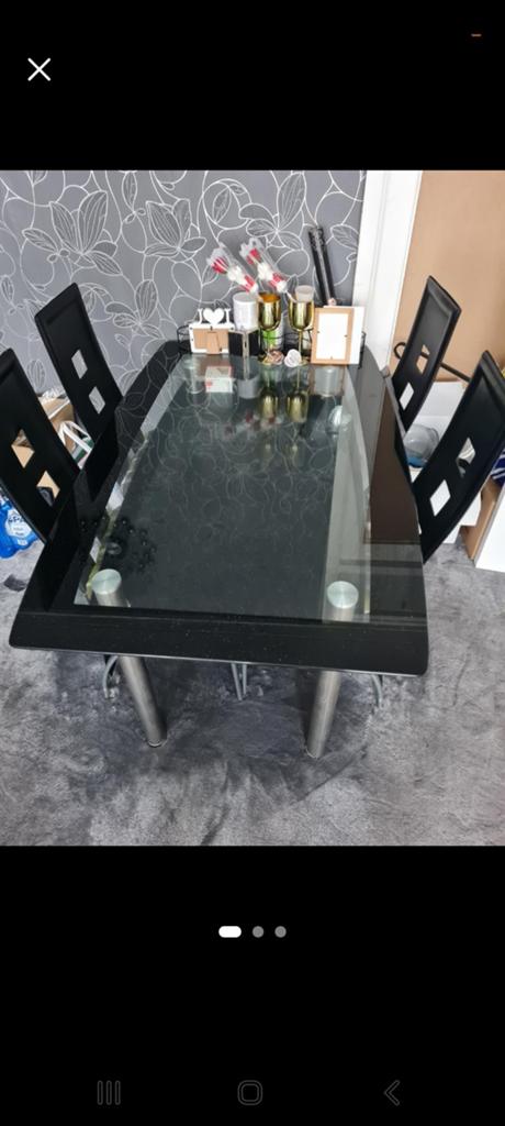 Complete set: Eethoek, salontafel en U-bankstel, Huis en Inrichting, 100 tot 150 cm, Glas, Ophalen of Verzenden, Zo goed als nieuw