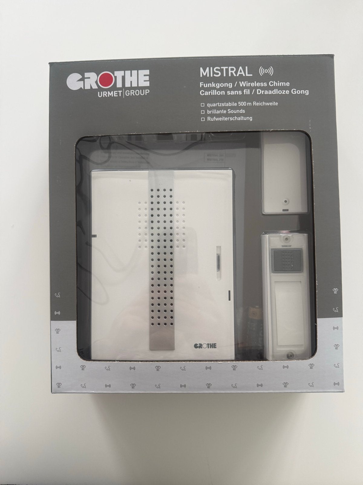 Gloednieuwe Grothe Mistral 200M Draadloze Deurbel / Funkgong, Ophalen, Nieuw, Draadloos