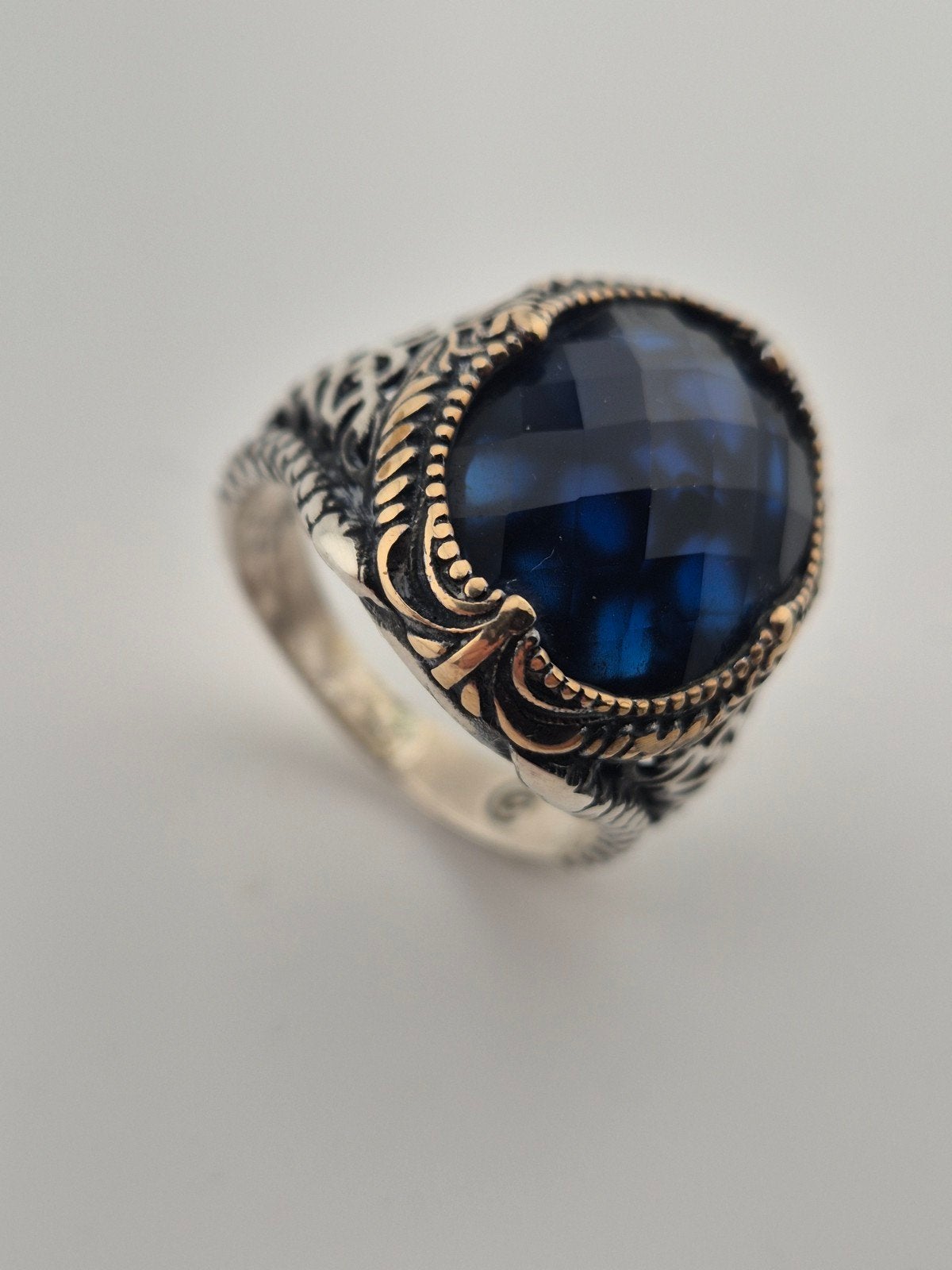 Grote Luxe Ottomaanse 925 Sterling Zilveren Zegelring, Sieraden, Tassen en Uiterlijk, 20 of groter, Verzenden, Heer, Nieuw