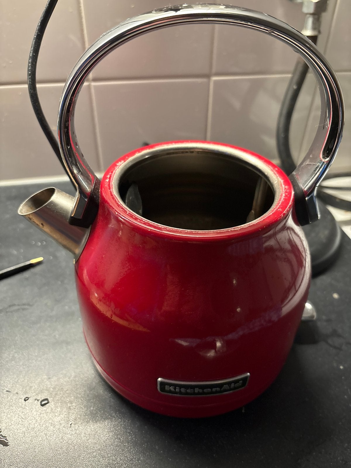 KitchenAid Waterkoker Rood - Gebruikt, 1 tot 2 liter, Ophalen, Gebruikt, Rvs