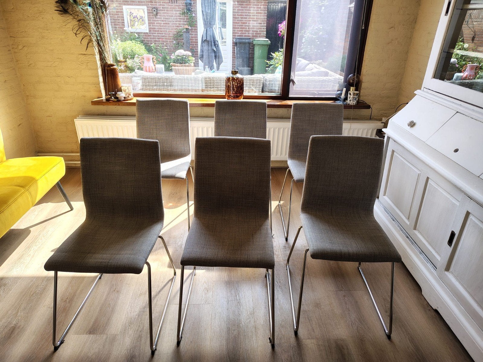 6 moderne eetkamerstoelen, Huis en Inrichting, Complete eetkamers, Ophalen, Gebruikt, Modern, 4 tot 6 stoelen